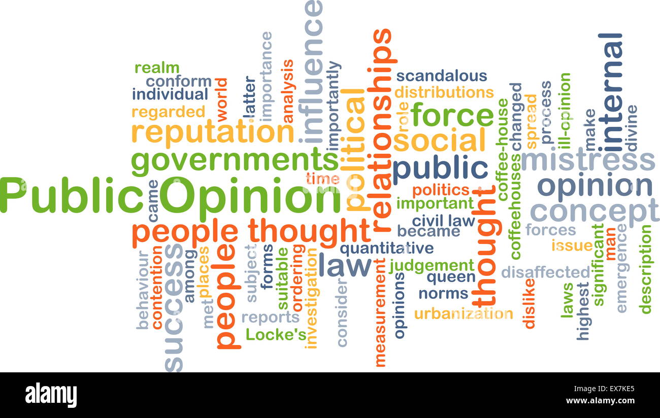 Background concept wordcloud illustration of public opinion Stock Photo