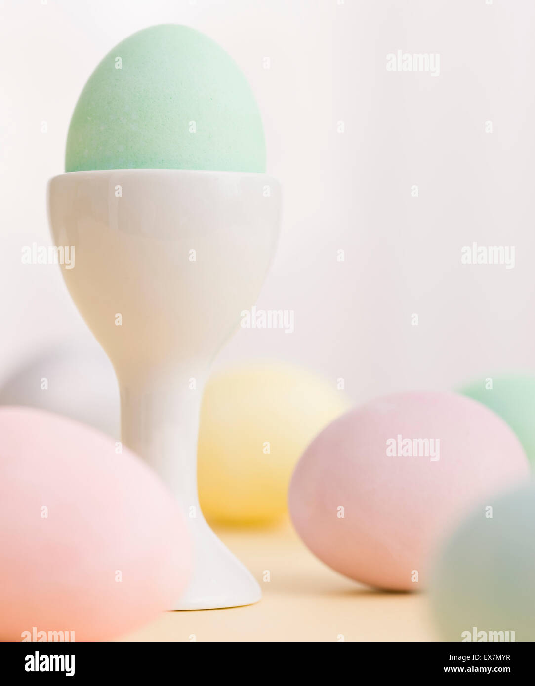 Easter eggs and eggcup Stock Photo