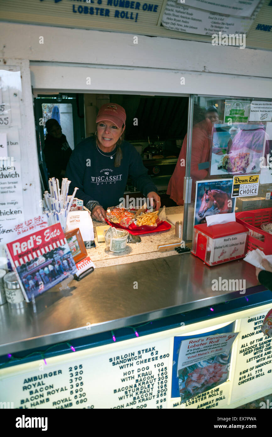 Red's Eats in Wiscasset, Maine, USA is known for its lobster rolls. Stock Photo