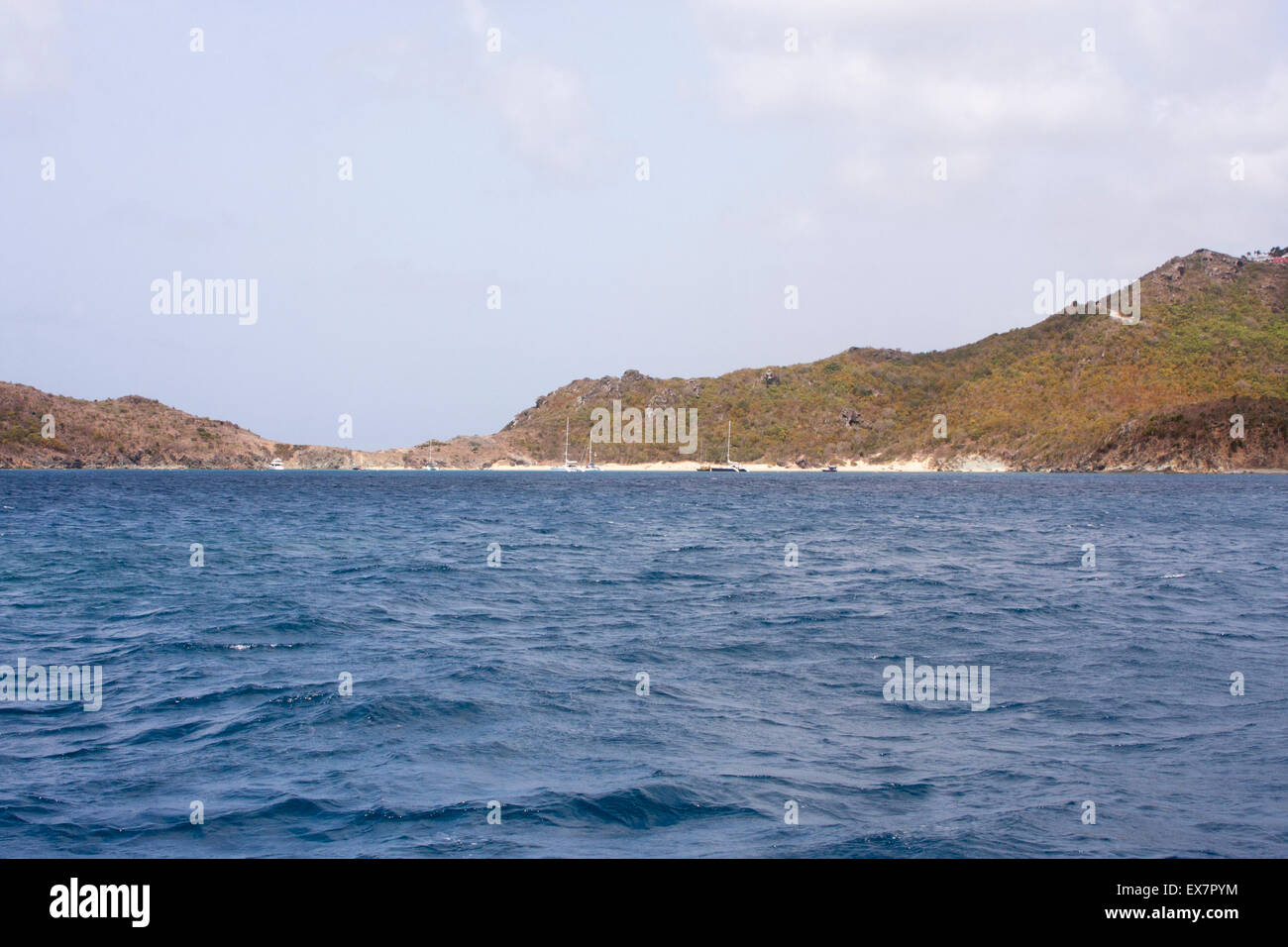 Approaching Colombier Beach by boat in St. Barts Stock Photo
