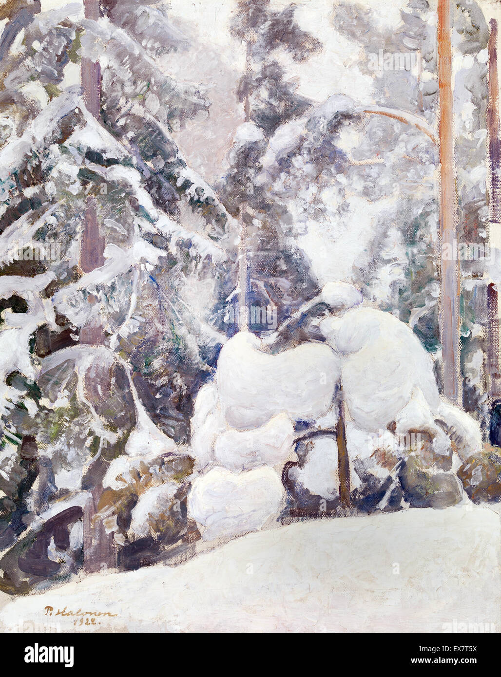 Pekka Halonen, Winter Landscape 1922 Oil on canvas. EMMA – Espoo Museum of Modern Art, Espoo, Finland. Stock Photo