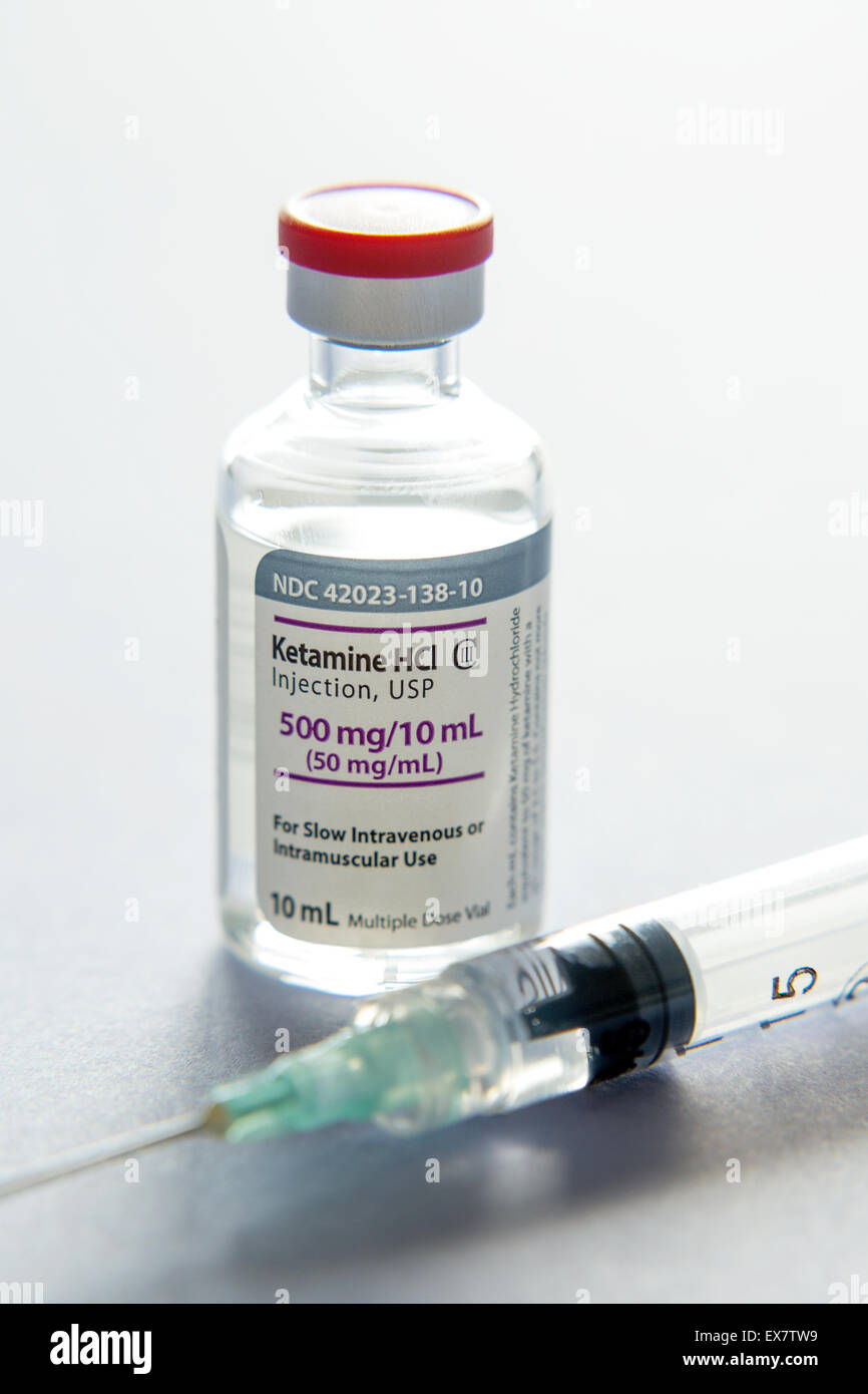 Ketamine drug with syringe Stock Photo