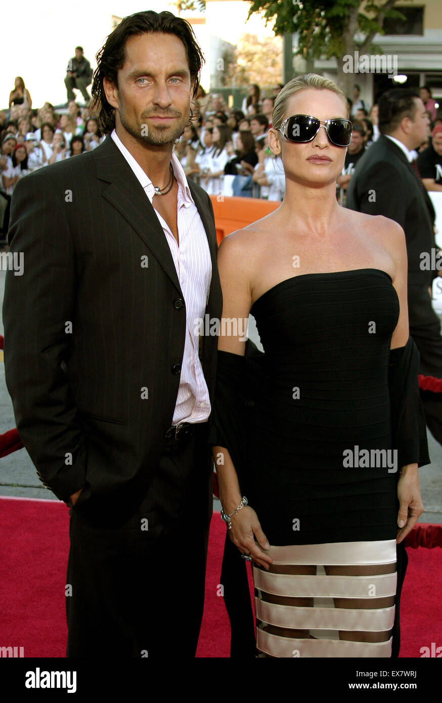 Niklas Soderblom and Nicollette Sheridan attend the Los Angeles Premiere of 'Mr. & Mrs. Smith'. Stock Photo