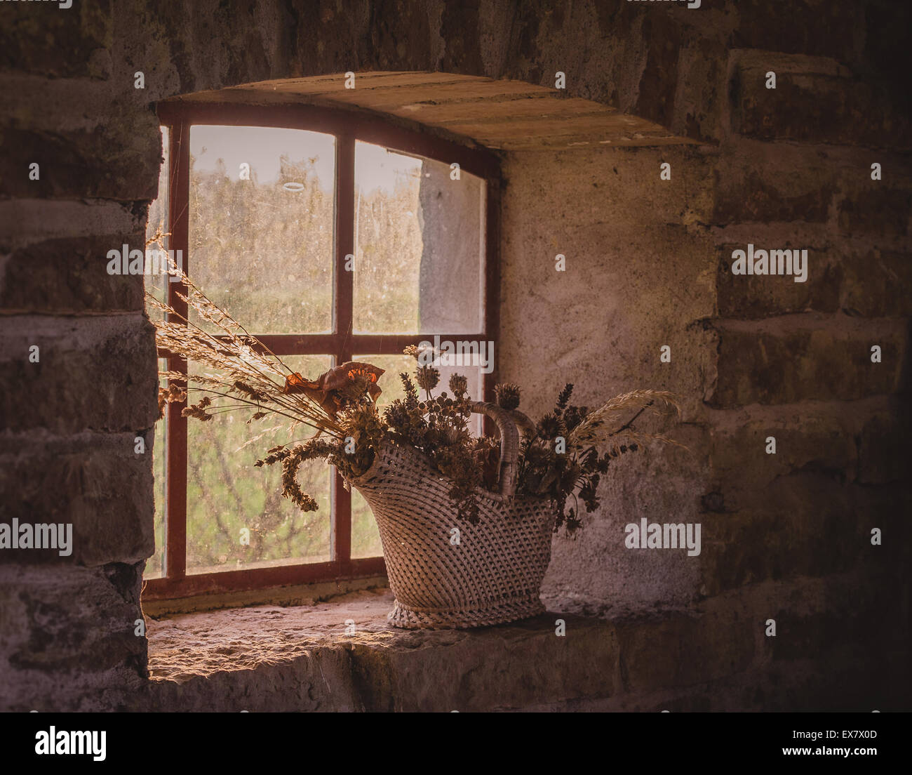 A window in a old brick wall Stock Photo - Alamy