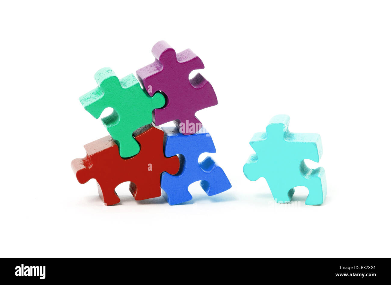 Jigsaw puzzle pieces isolated on a white background Stock Photo