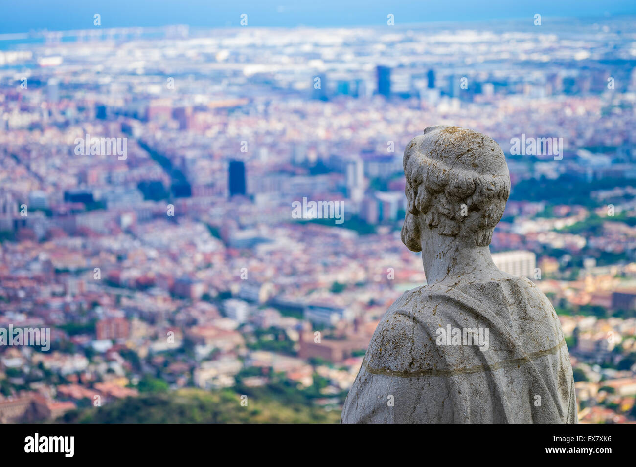 A statue at Tibidabo church in Barcelona. Stock Photo