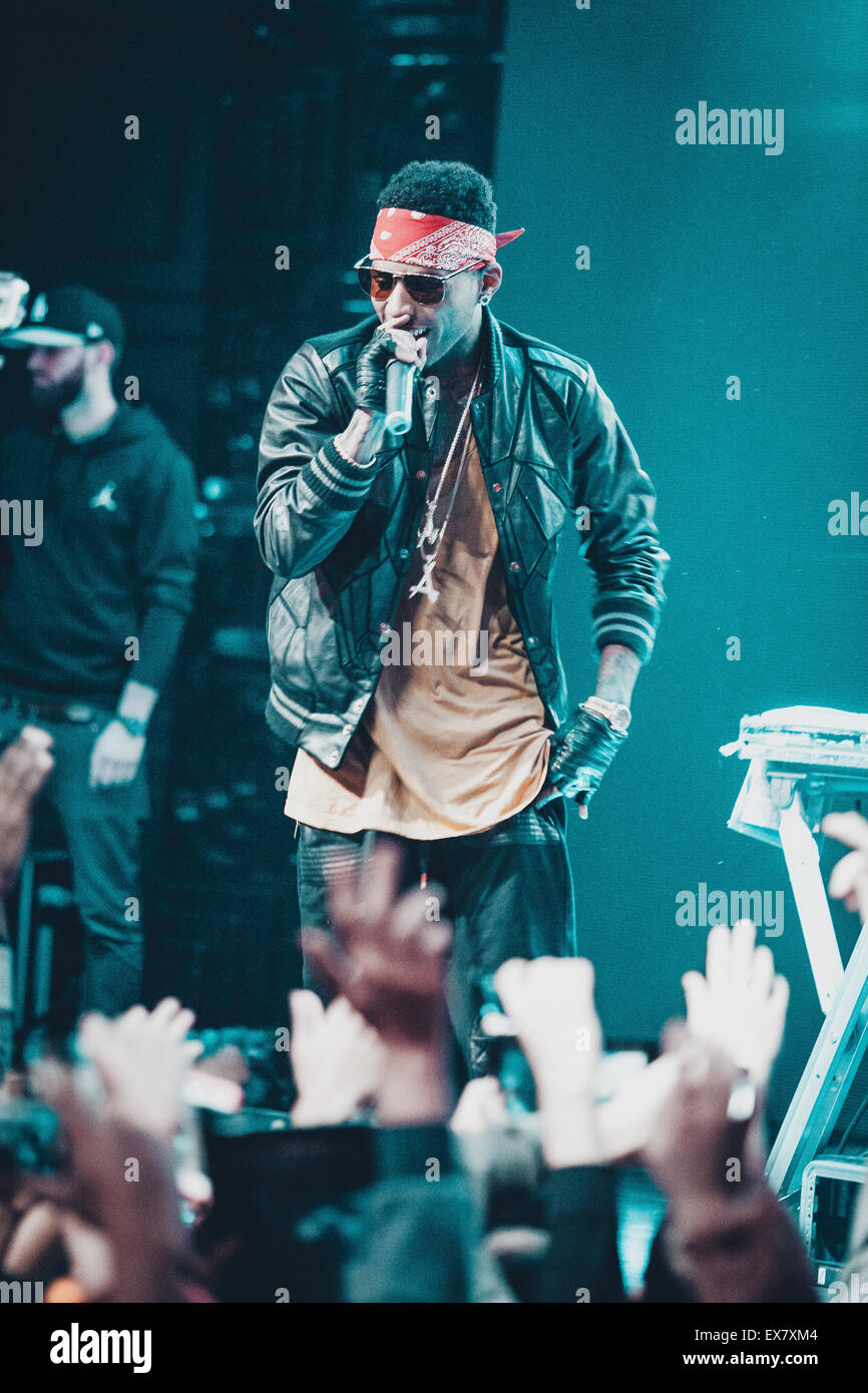 MOSCOW, RUSSIA - 26 OCTOBER, 2014 : Brian Todd Collins known as Kid Ink performing live concert at Red Club Stock Photo