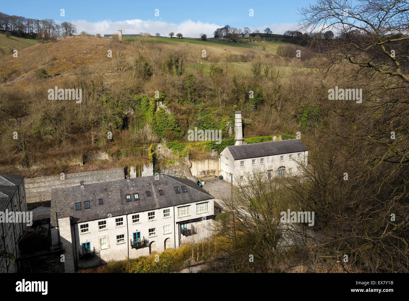 Derbyshire hamlet of Litton Mill and countryside Peak District
