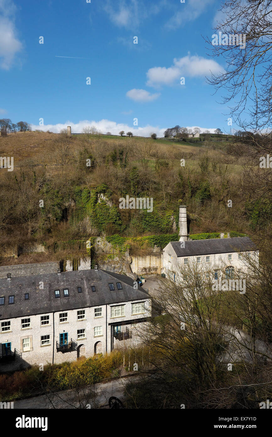 Derbyshire hamlet of Litton Mill and countryside Peak District