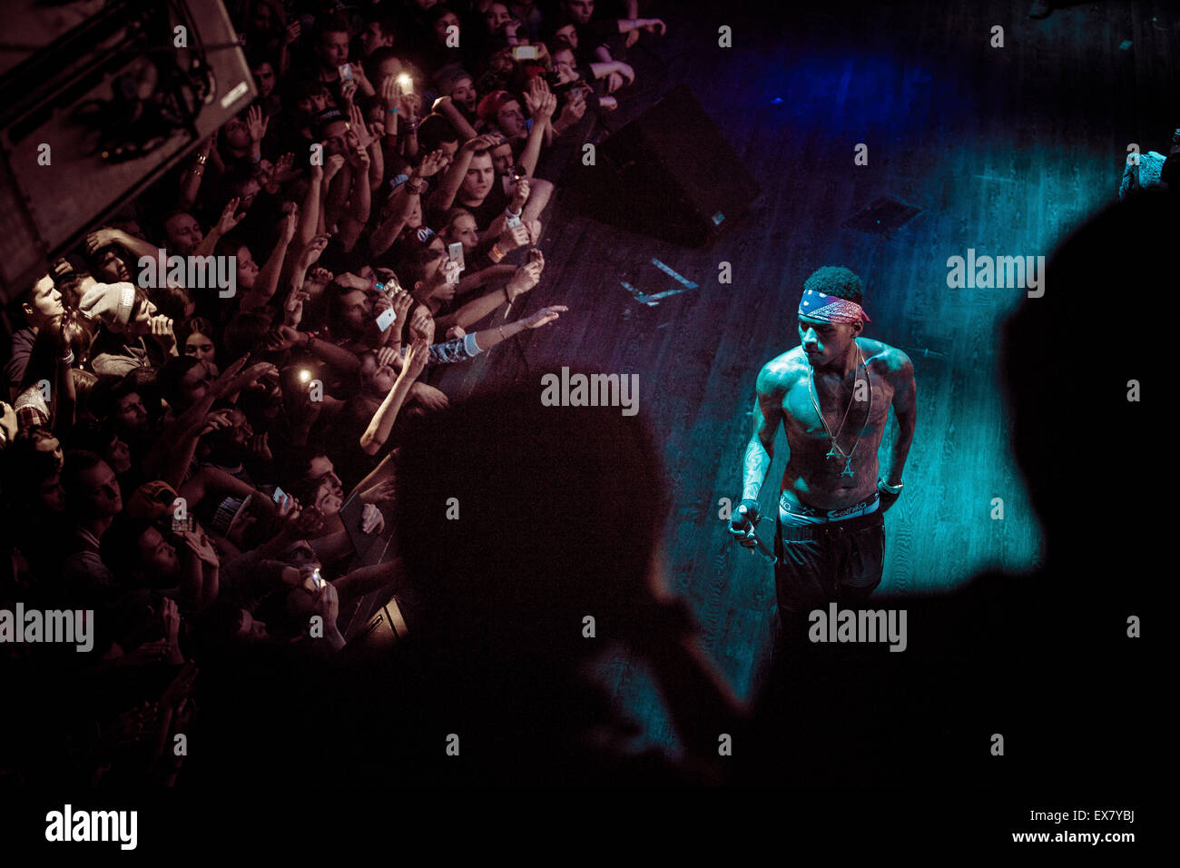 MOSCOW, RUSSIA - 26 OCTOBER, 2014 : Brian Todd Collins known as Kid Ink performing live concert at Red Club Stock Photo