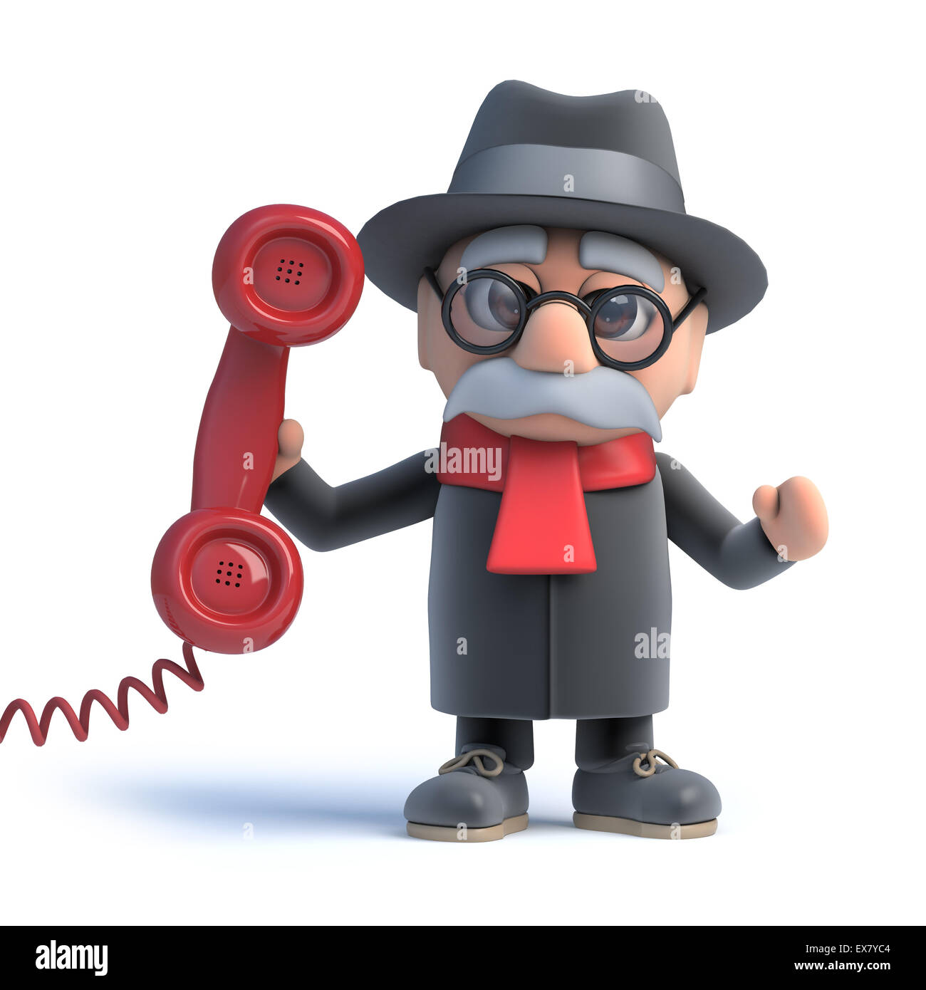 3d Render Of An Old Man Holding A Telephone Handset Stock Photo Alamy