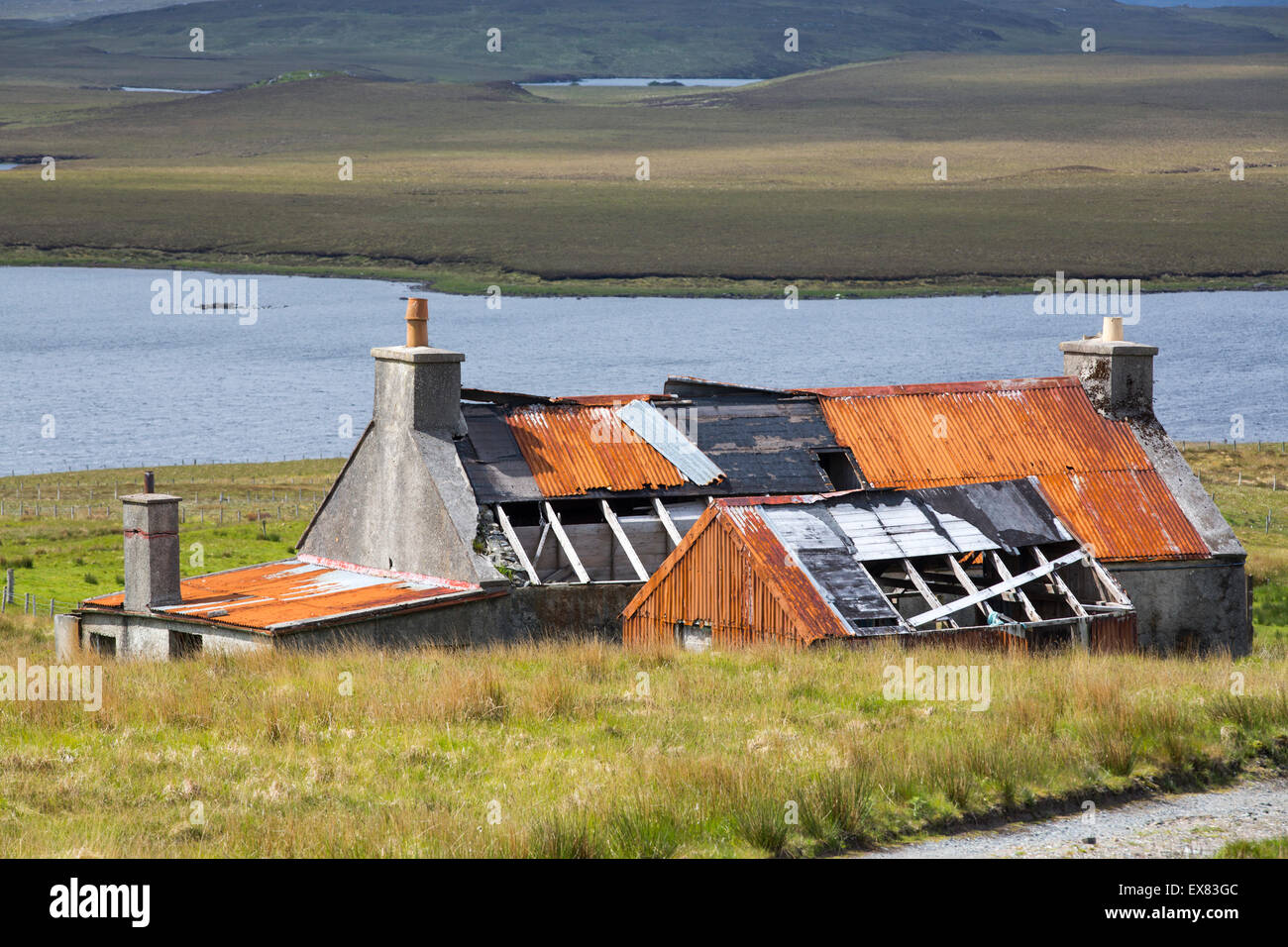 An old old abandoned croft house at Achmore on the Isle of Lewis, Outer Hebrides, Scotland, UK. Stock Photo