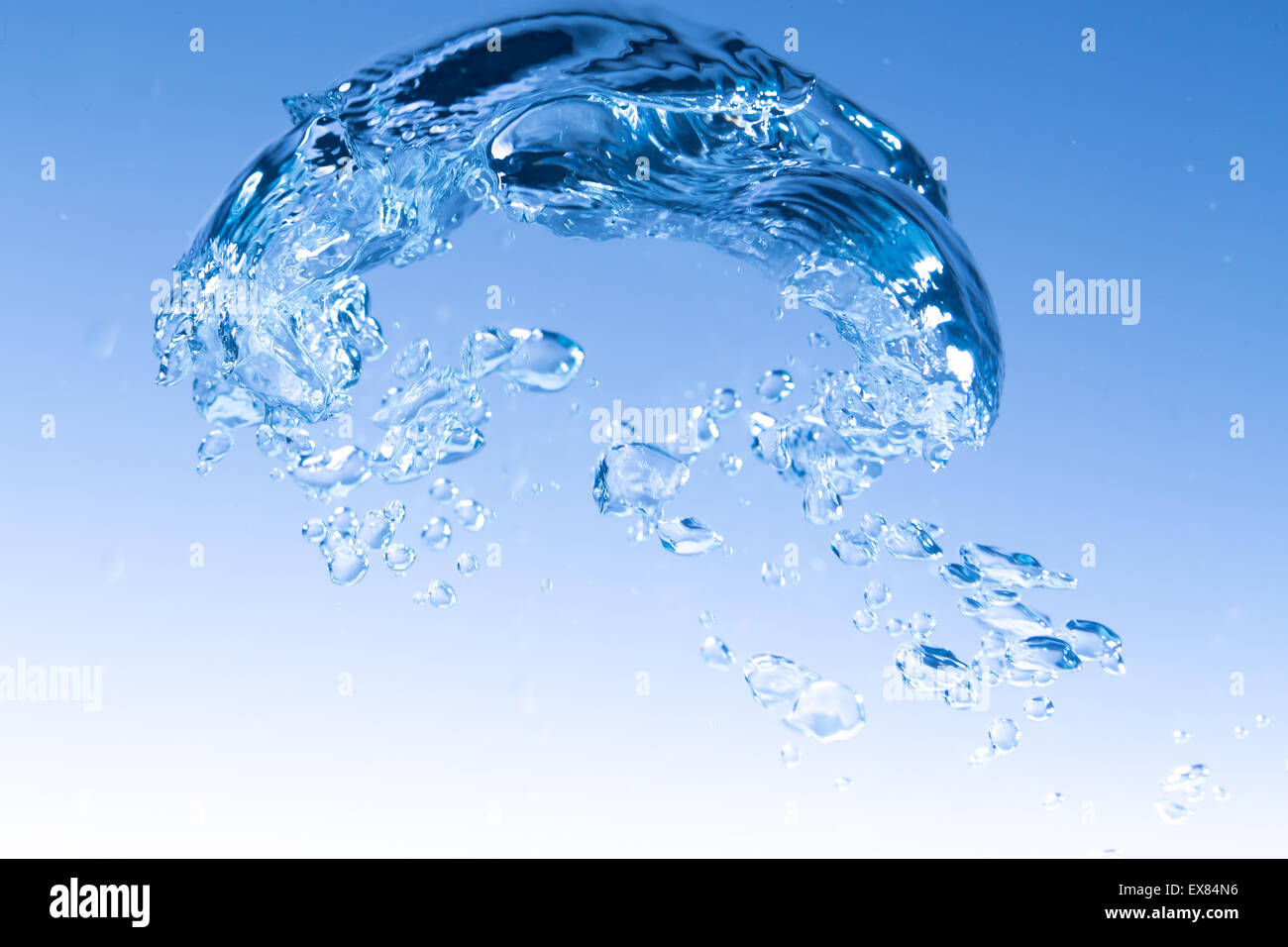 macro of big water bubble on clear water for background or backdrop ...