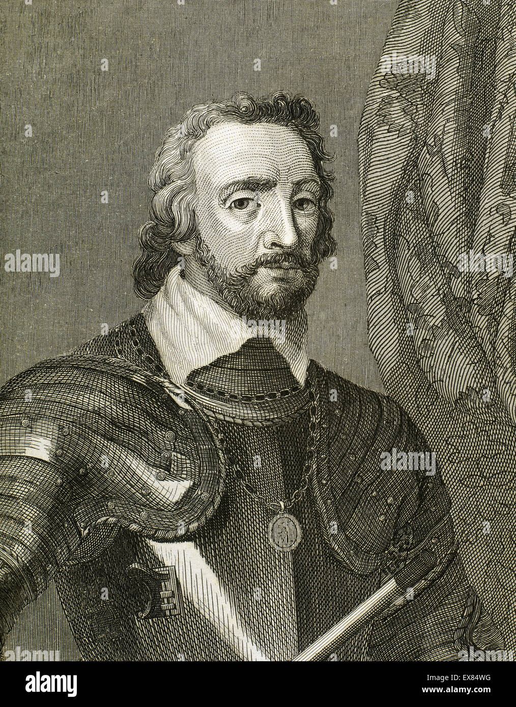 Alonso Perez de Guzman, called Guzman the Good (1256-1309). Spanish nobleman. Engraving, 1850. Stock Photo