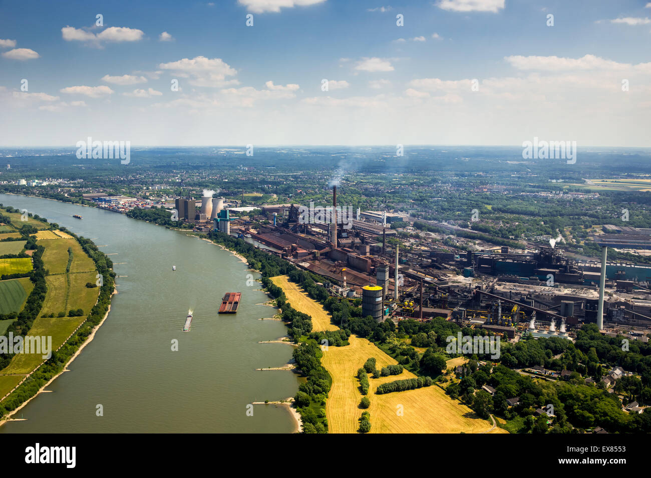 HKM, Hüttenwerk Krupp Mannesmann, smelting works at the Rhine, Duisburg, Ruhr, North Rhine-Westphalia, Germany Stock Photo