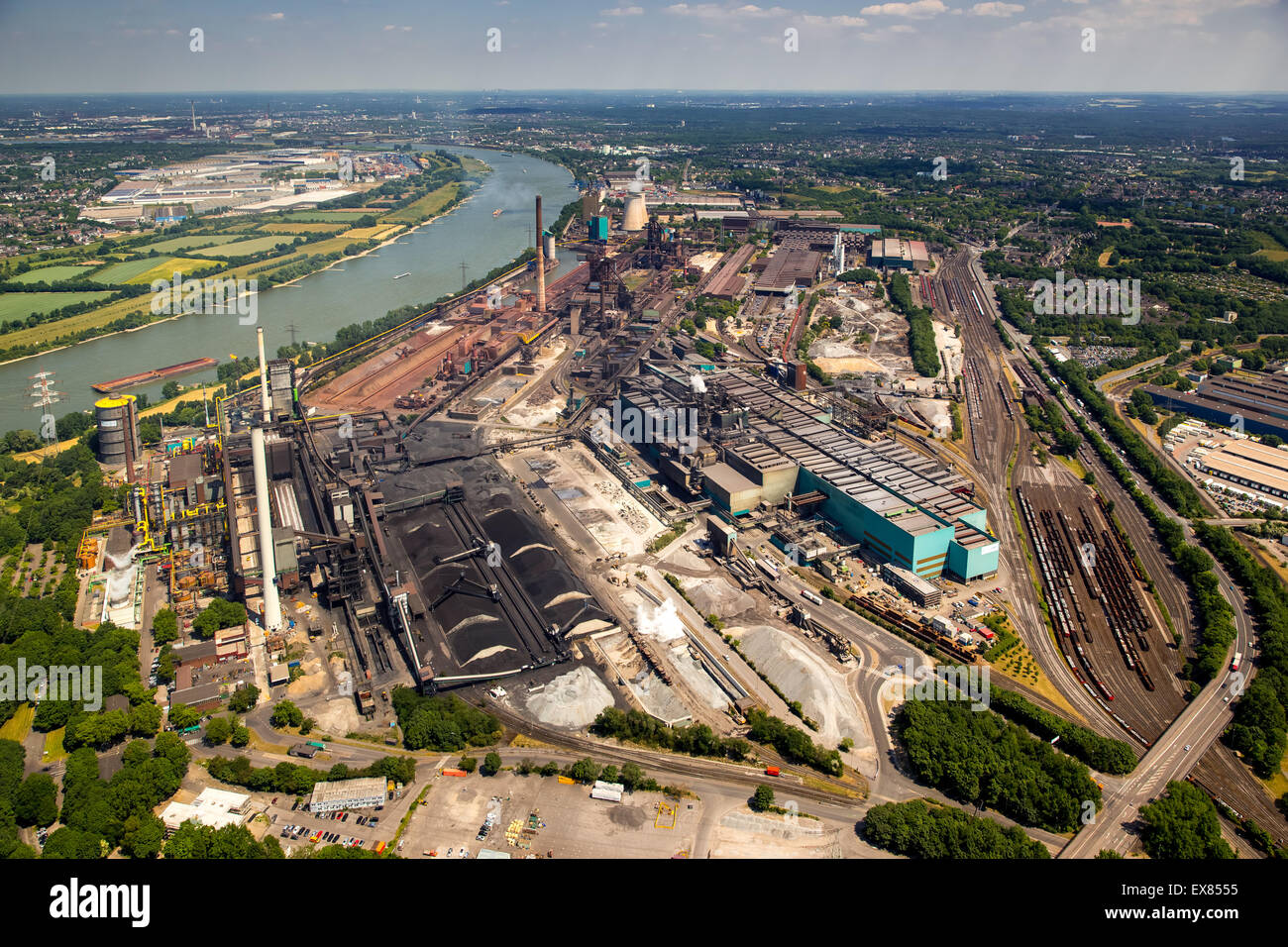HKM, Hüttenwerk Krupp Mannesmann, smelting works at the Rhine, Duisburg, Ruhr, North Rhine-Westphalia, Germany Stock Photo