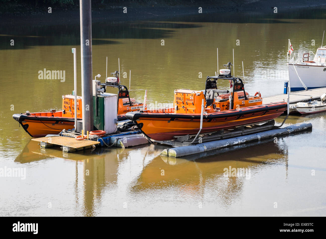 E class R.N.L.I. lifeboats at Chiswick pier London, England, U.K. Stock Photo