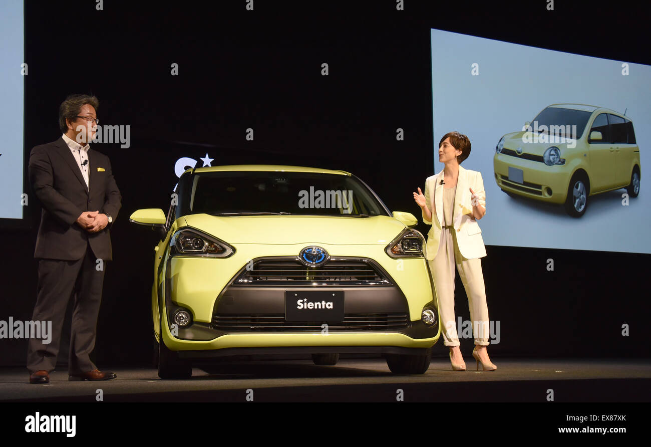 Tokyo, Japan. 9th July, 2015. Christel Takigawa introduces new Sienta ...