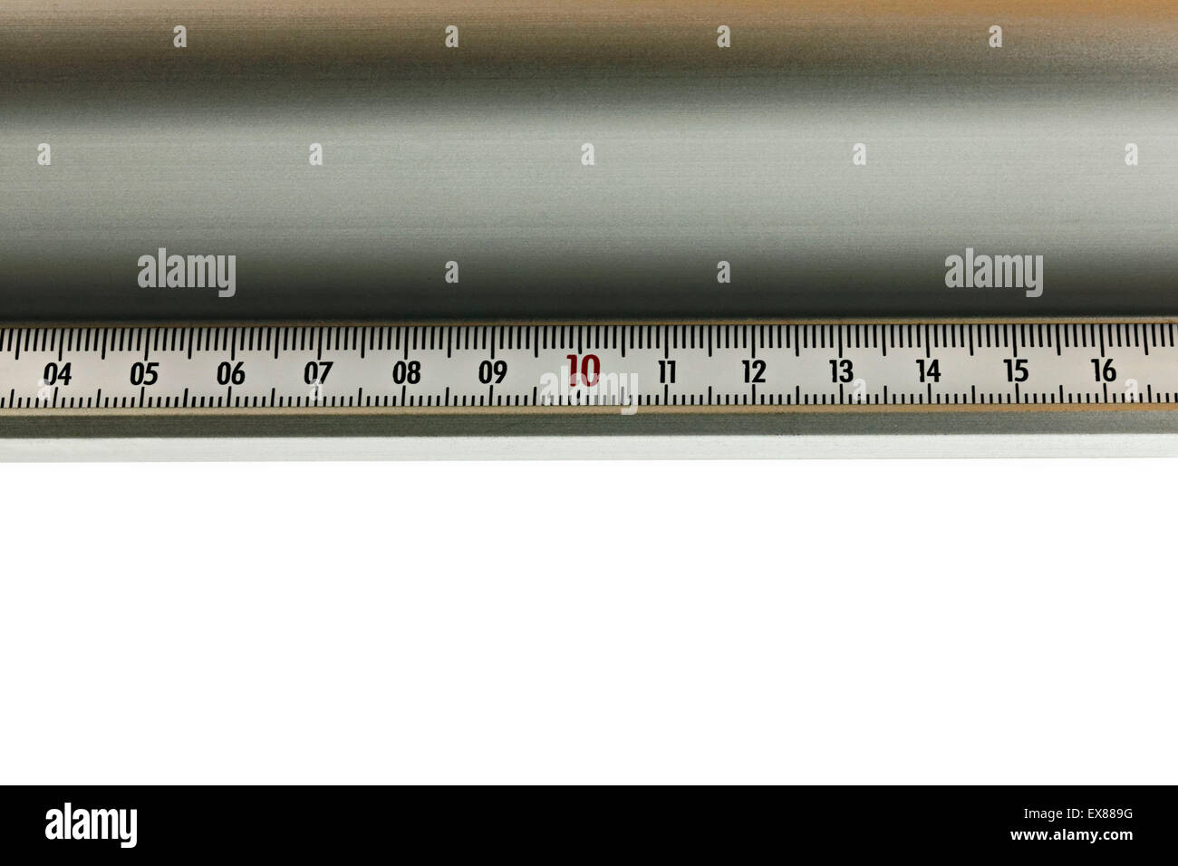 Metric measurement on a cutting bar Stock Photo