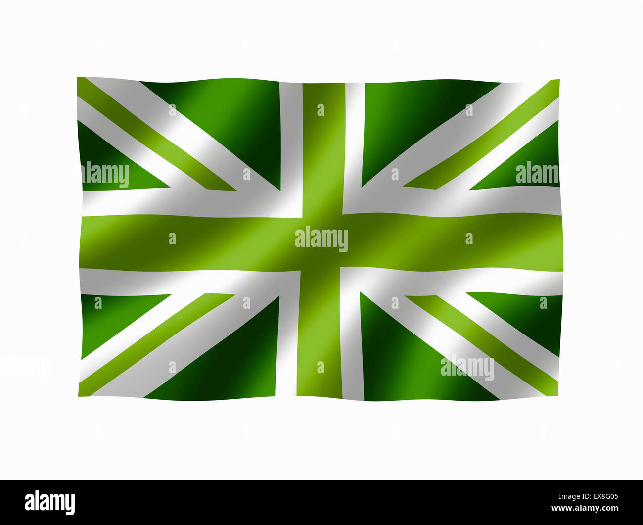 Green Union Jack flag symbolising ecological and conservation issues etc. Stock Photo