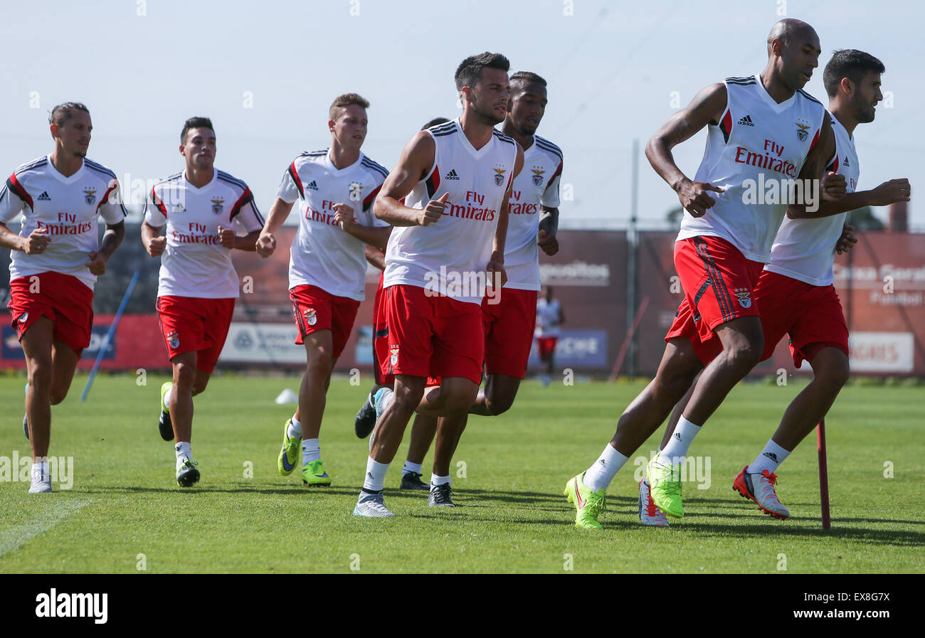 Seixal, Portugal. 08th July, 2015. The first team of Sport Lisboa e Benfica, workout this morning from Seixal training camp. Luisao, Andreas Samaris, Talisca, Nico Gaitan, Fejsa. Credit:  Atlantico Press/Alamy Live News Stock Photo