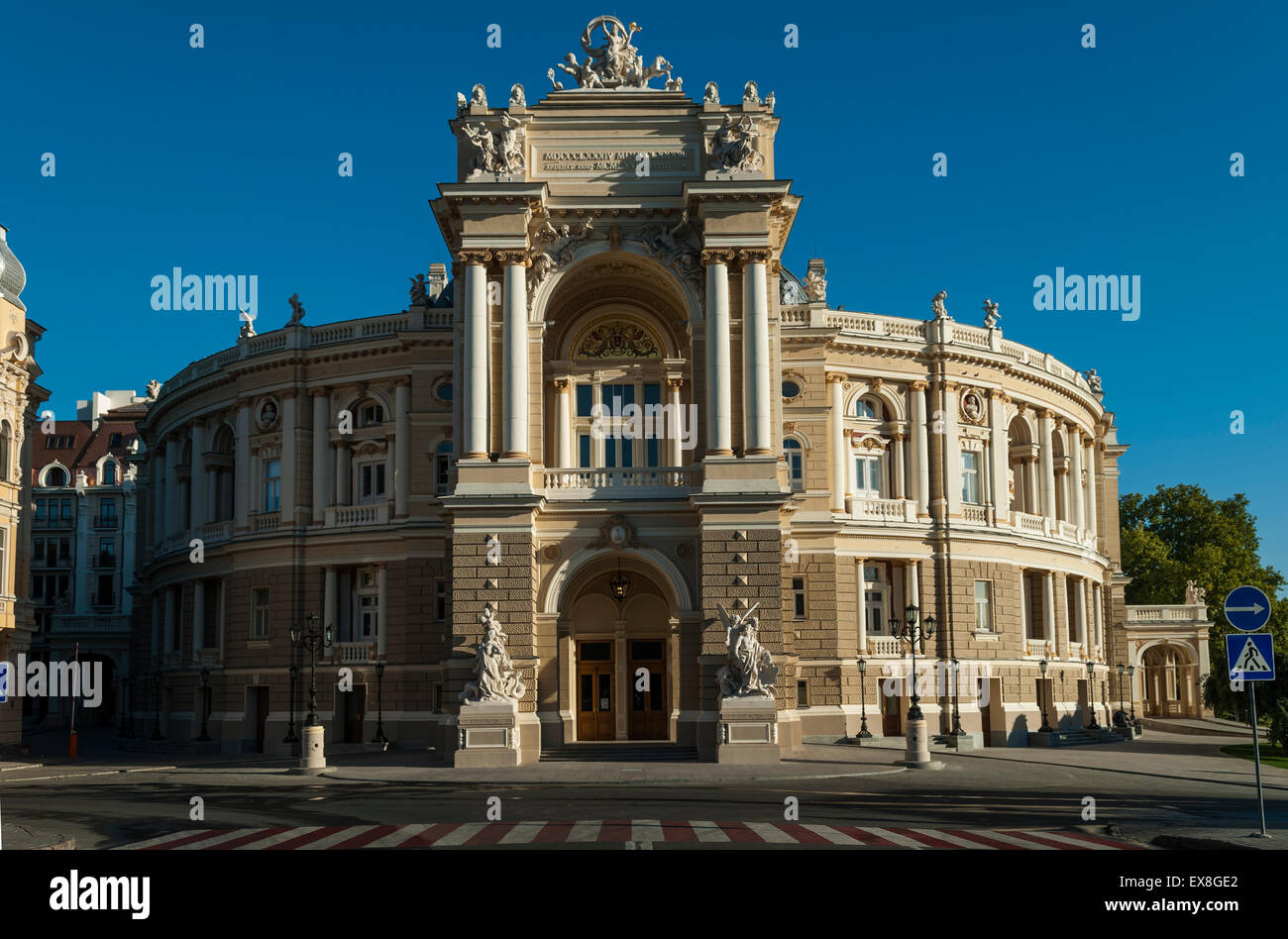 Early Morning View of the Odessa Opera House in Ukraine Stock Photo