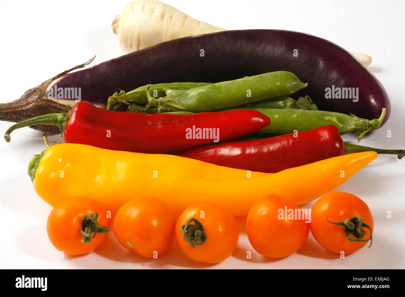 Rainbow Fruit and Vegetables Stock Photo