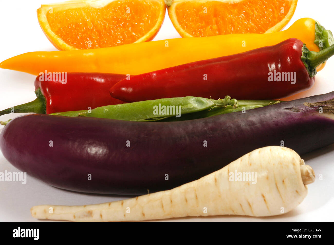 Rainbow Fruit and Vegetables Stock Photo