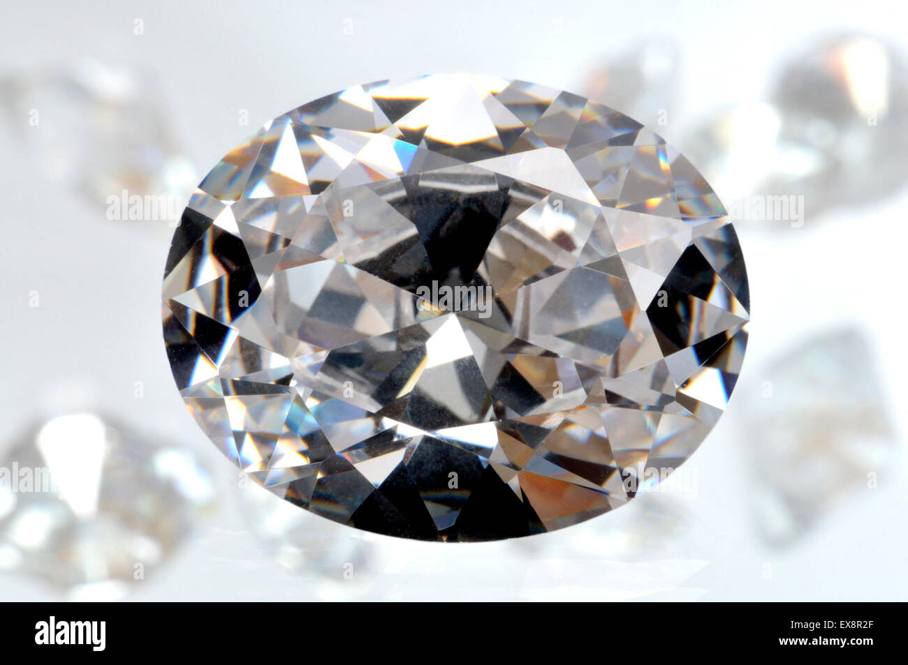 Oval-cut diamond (synthetic / lab-created - cubic zirconia) Stock Photo