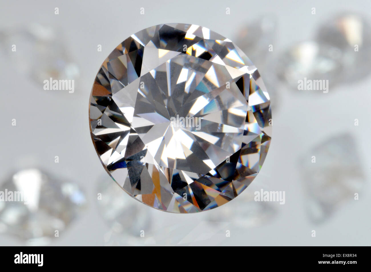 Round-Cut diamond (synthetic / lab-created - cubic zirconia) Stock Photo