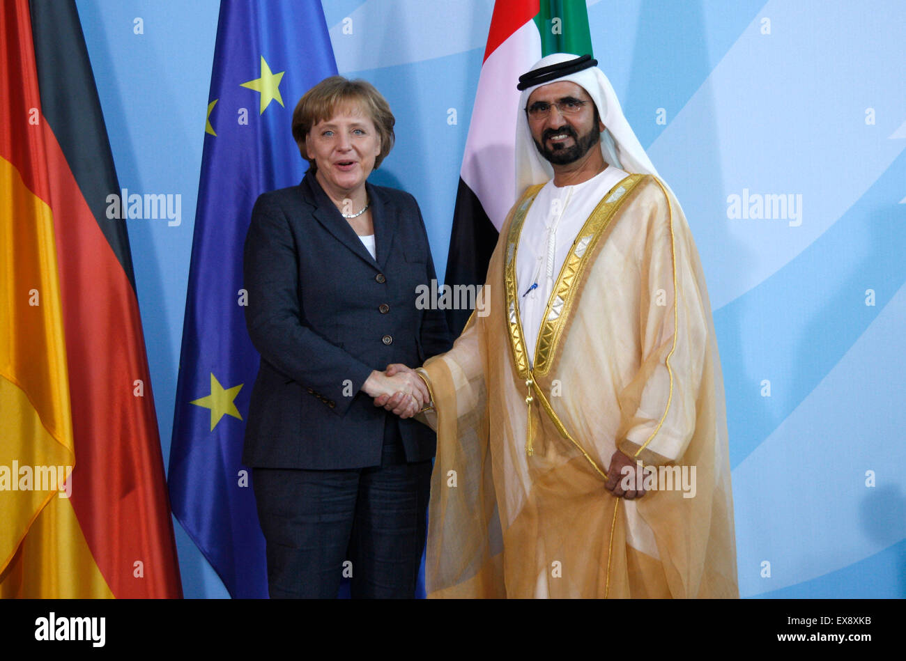 BKin Angela Merkel, Sheikh Mohammed bin Rashid al Maktoun - Treffen der dt. Bundeskanzlerin mit dem Praesidenten und MP der Vere Stock Photo