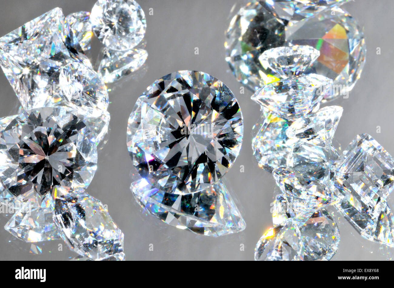 Cut diamonds (synthetic / lab-created - cubic zirconia) Stock Photo