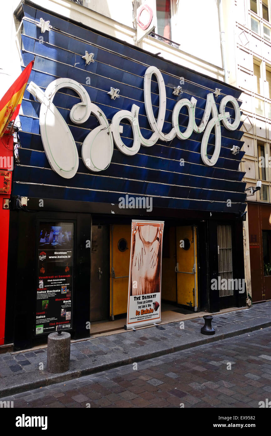 Entrance of Le Balajo, Dance hall, club, ballroom, in party central, Rue de  Lappe, Paris, France Stock Photo - Alamy