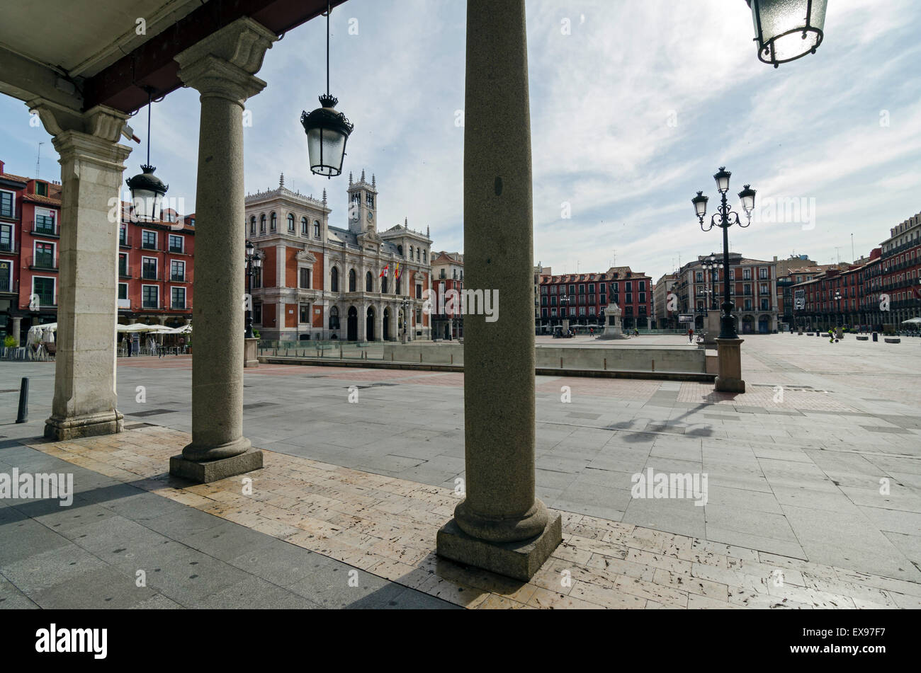 The Plaza Mayor and the city hall of Valladolid, Spain Stock Photo