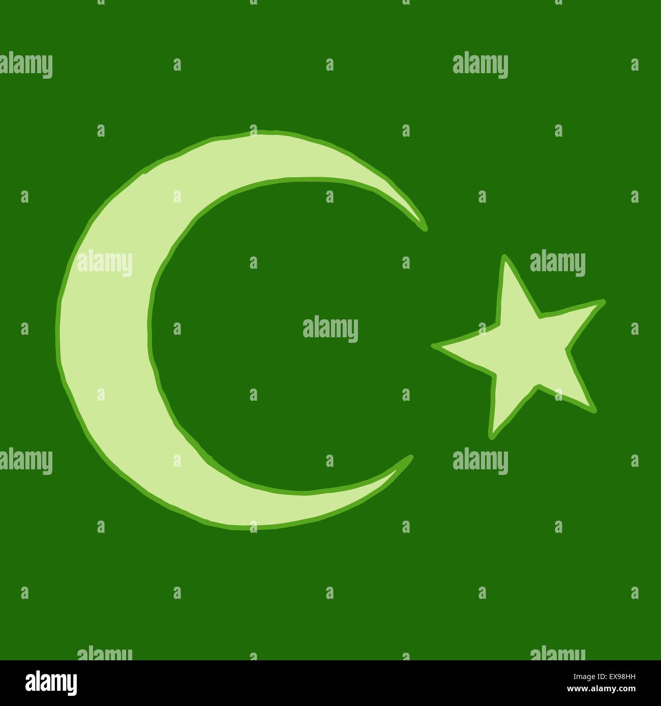 Crescent Islamic symbol. Doodle style Stock Vector