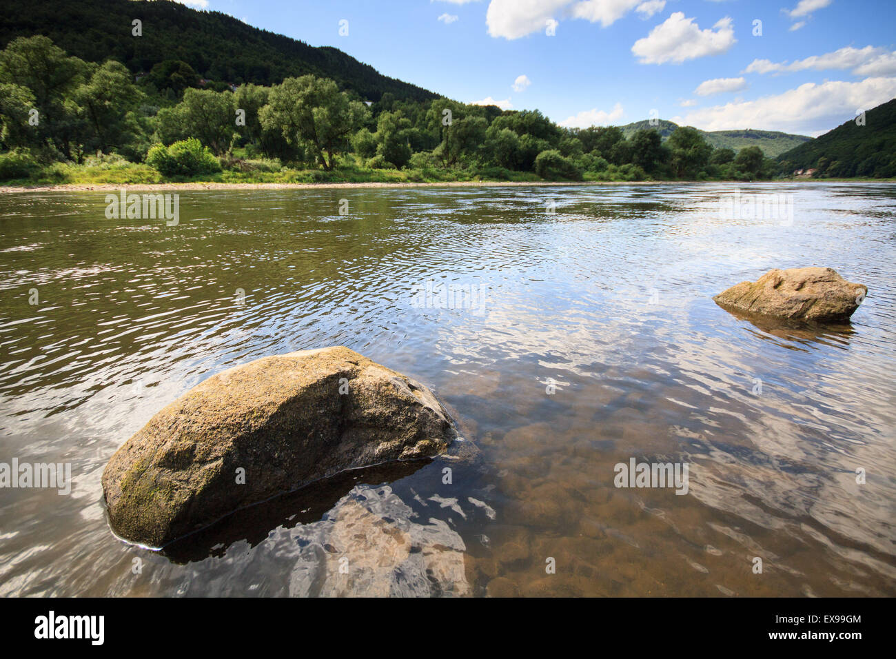 Near the Decin castle was held meeting and press conference about project of building weir on the River Elbe, Decin, Czech Republic, July 9, 2015. (CTK Photo/Ondrej Hajek) Stock Photo