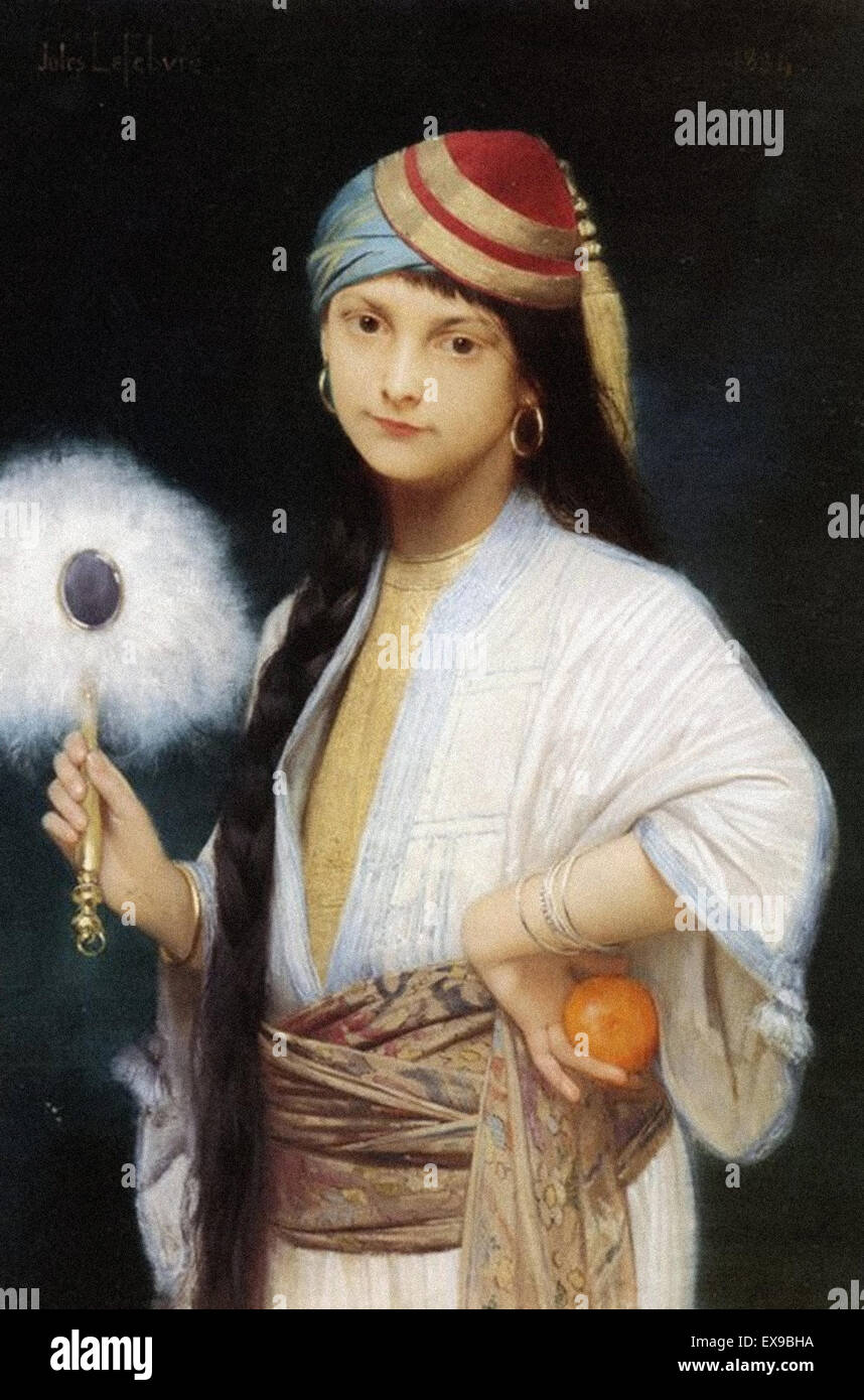 Jules Joseph Lefebvre  The Feathered Fan Stock Photo