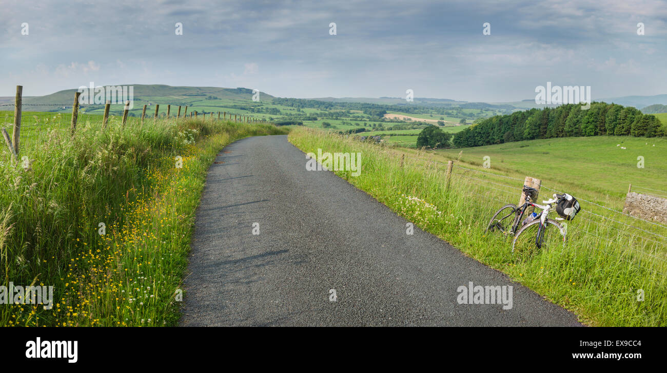 Summer cycling in the Trough of Bowland, Lancashire. Stock Photo
