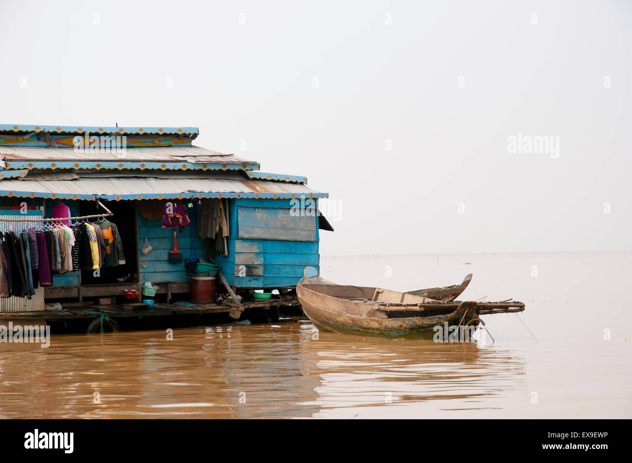 Floating House - Tonle Sap Lake - Cambodia Stock Photo