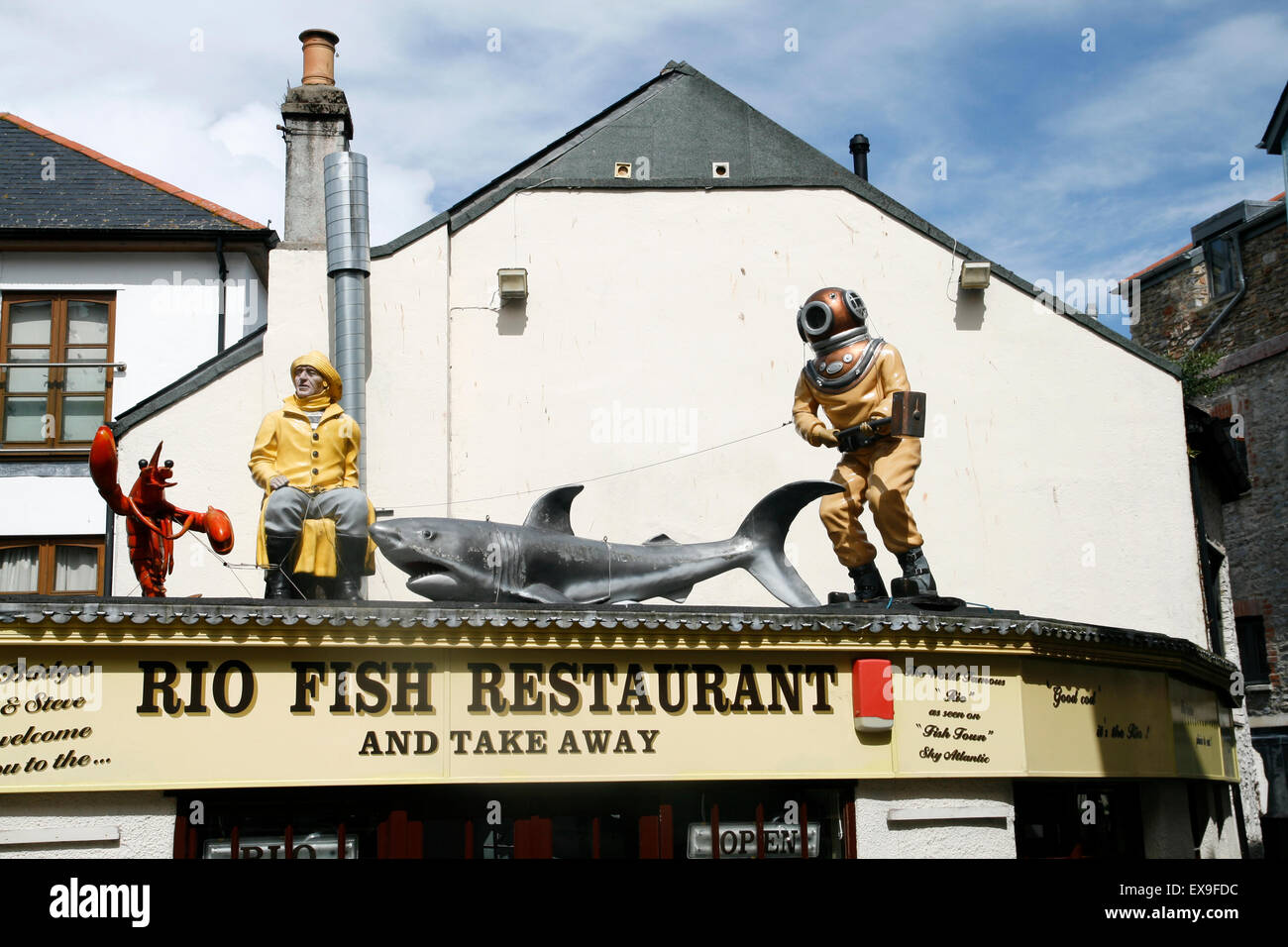 Fish Restaurant fishermen  facia  Brixham Devon England UK Stock Photo