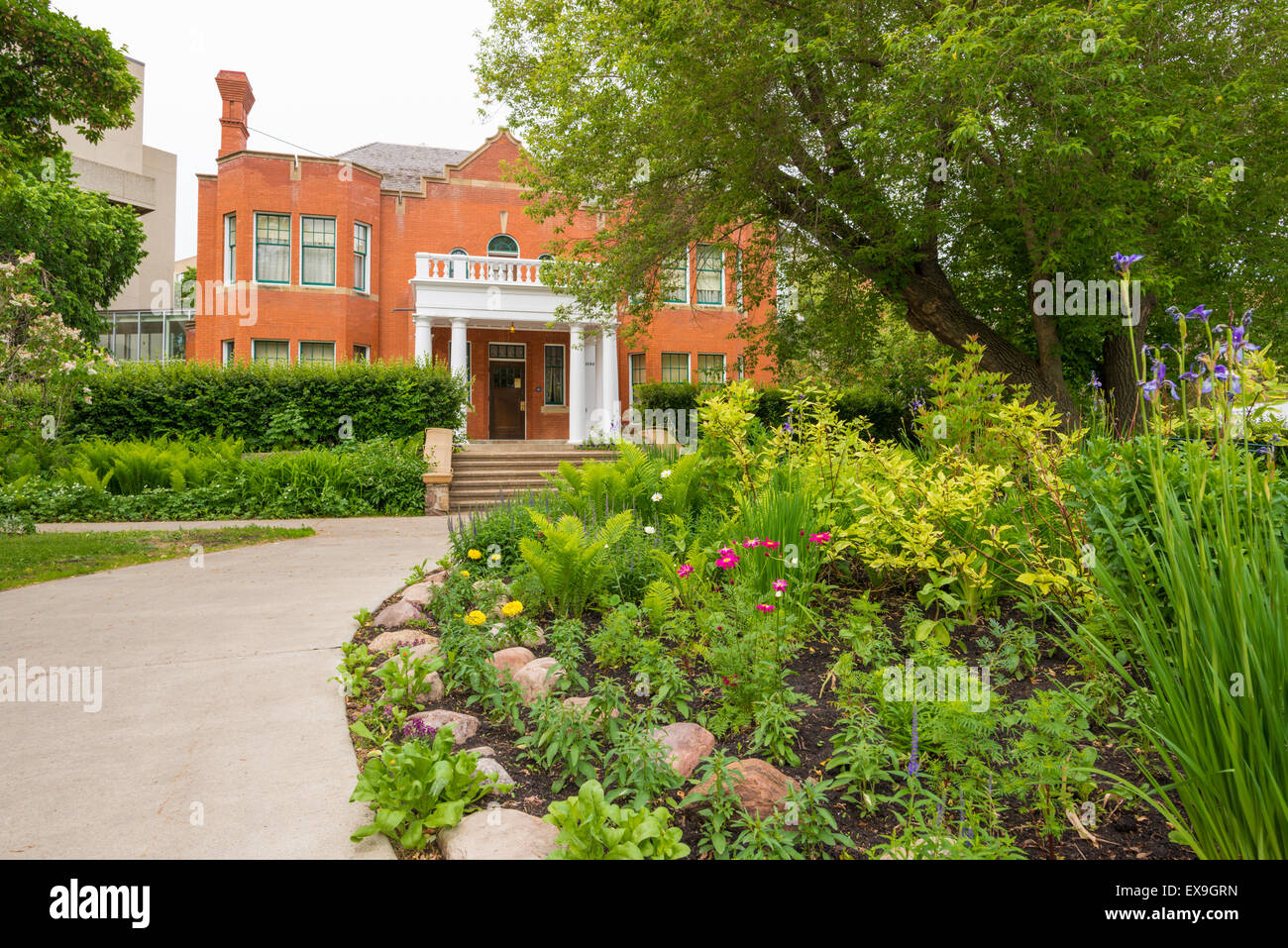 The gardens in front of Rutherford House on the University of Alberta campus, Edmonton, Alberta Stock Photo