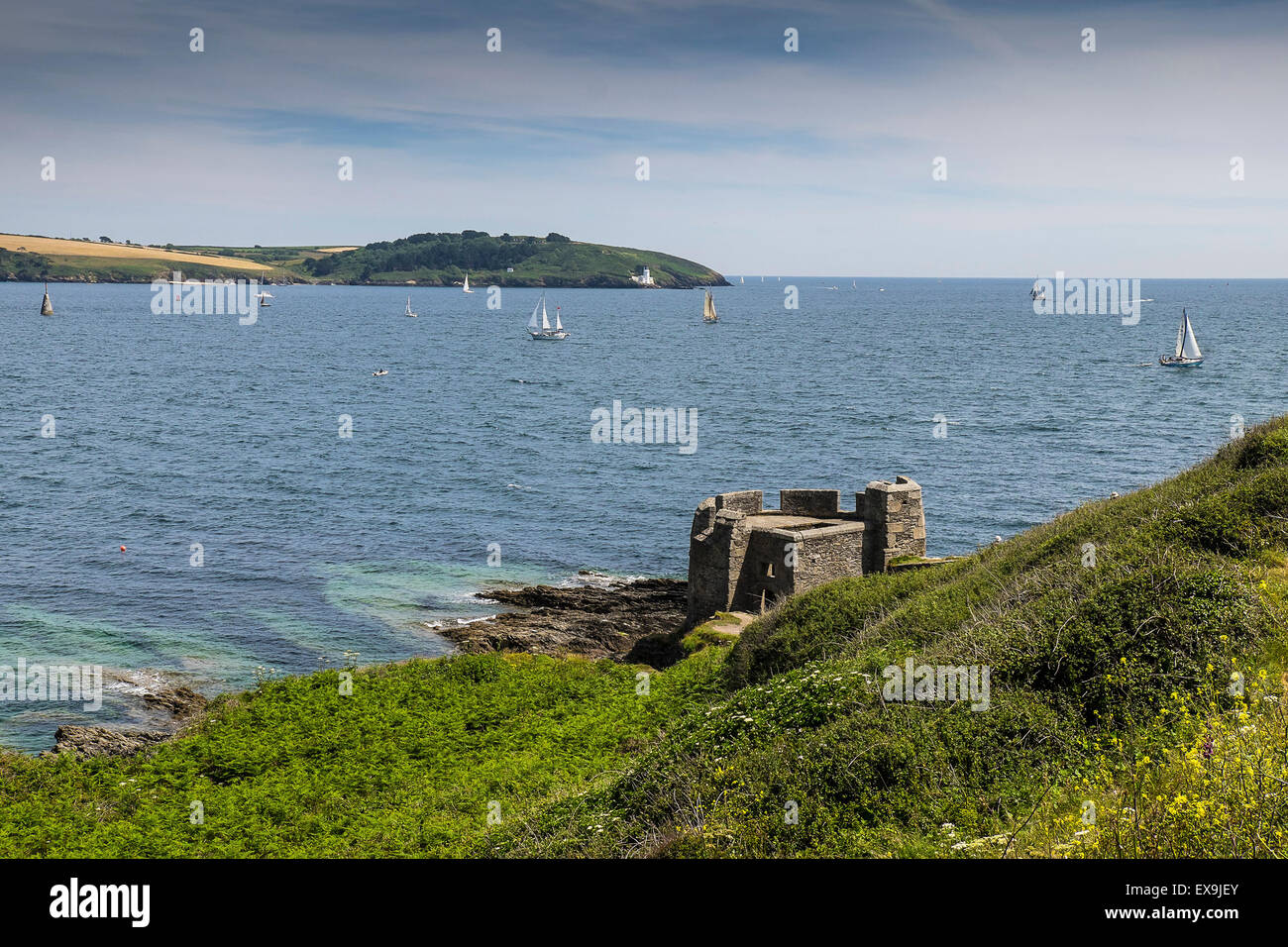 The entrance to the Carrick Roads at Falmouth, Cornwall Stock Photo Alamy