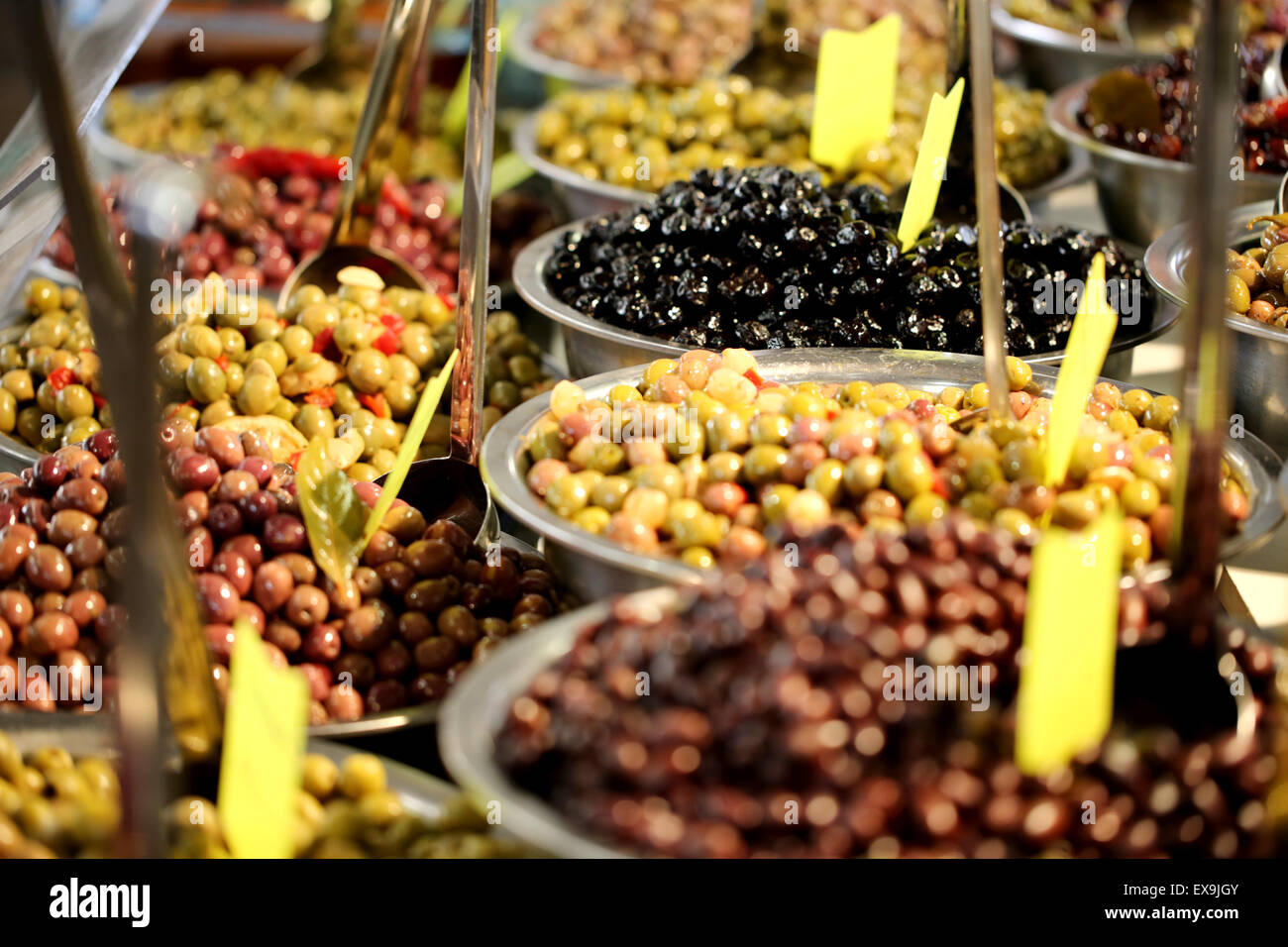 Fresh Olives for sale on a French market stall, organically, locally