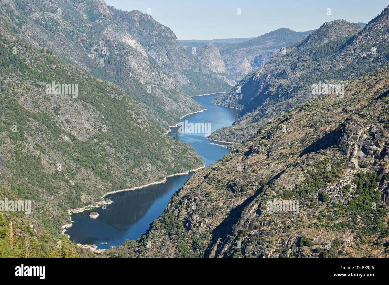 Hetch Hetchy Reservoir from the Grand Canyon of the Tuolumne River in Yosemite National Park Stock Photo