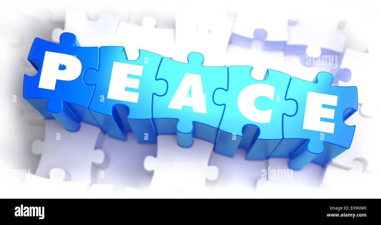 Peace - Text on Blue Puzzles. Stock Photo