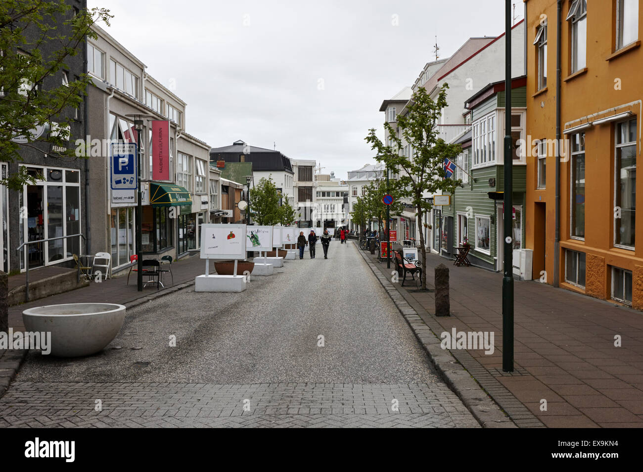 Skólavörðustíg skolavordustig shopping street reykjavik iceland Stock Photo