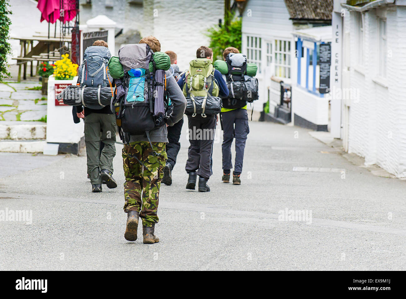 Young people on a outward bound course in Polperro, Cornwall. Stock Photo