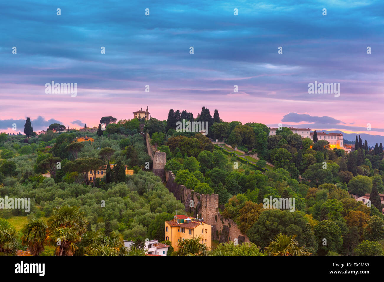 Oltrarno and Fort Belvedere in Florence, Italy Stock Photo