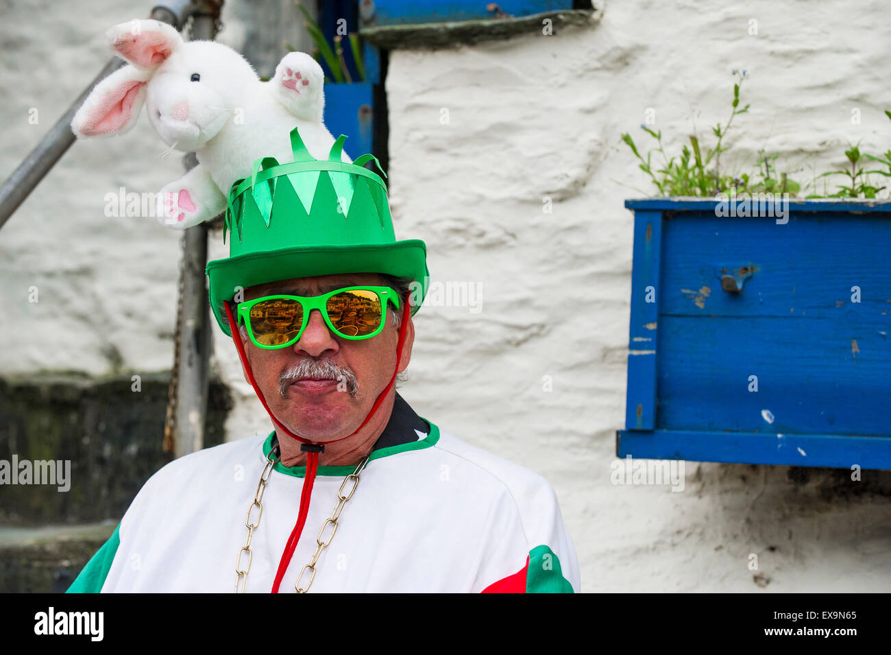 Franco Miceli, the 19th Mayor of Polperro relaxes on his final day of office. Stock Photo