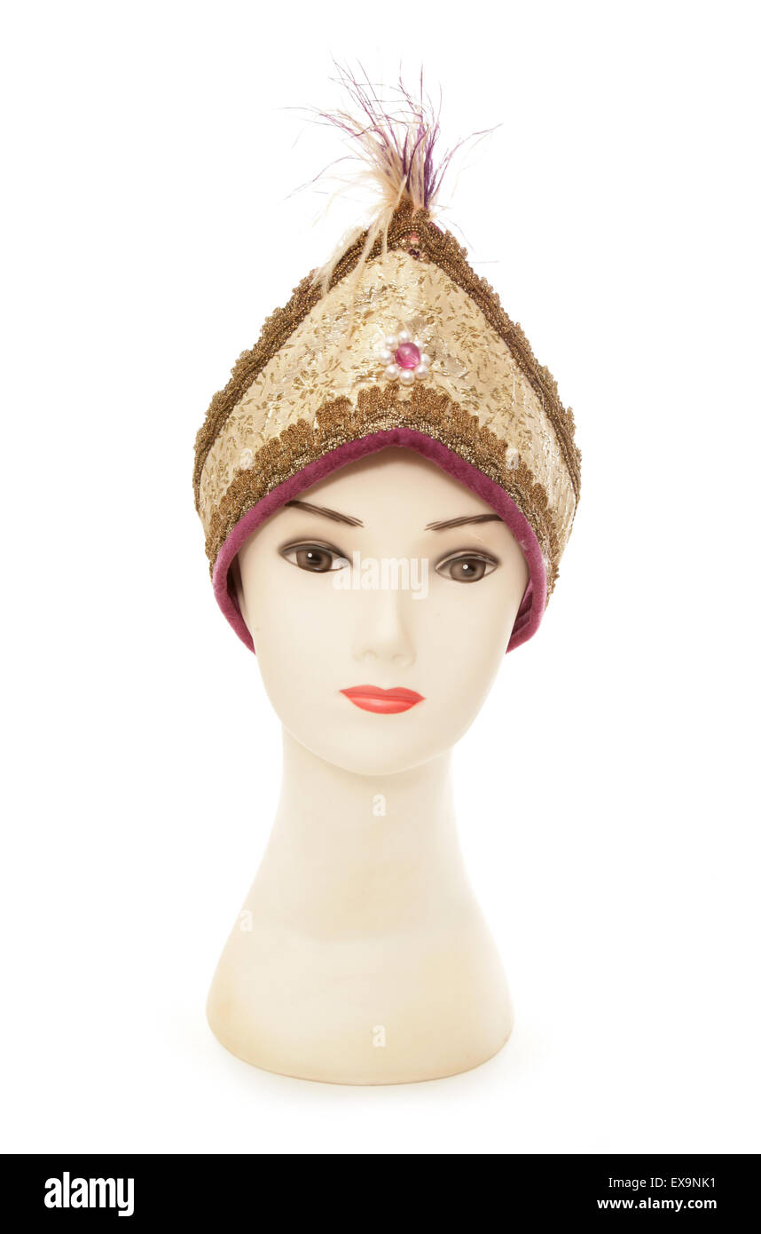 mannequin wearing a indian princess hat cutout Stock Photo